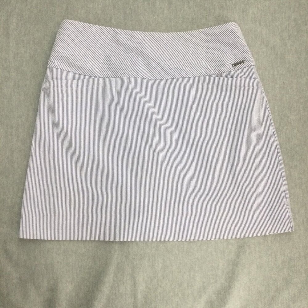 SC & Co Skirt Skort Large  Blue Stripe Golf Tennis Stretch Pockets Pickle